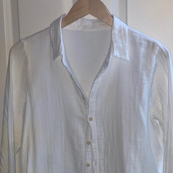 CP SHADES ROMY SHIRT WOMEN TOPS BUTTON UPS {$198} WHITE GAUZE TEXTURED SZ SMALL - Picture 3 of 7